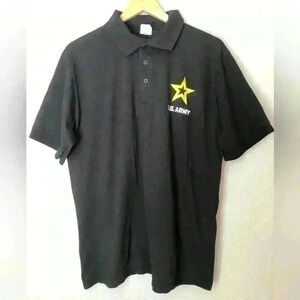 ARMY Logo Polo Black t-shirt Mens Large